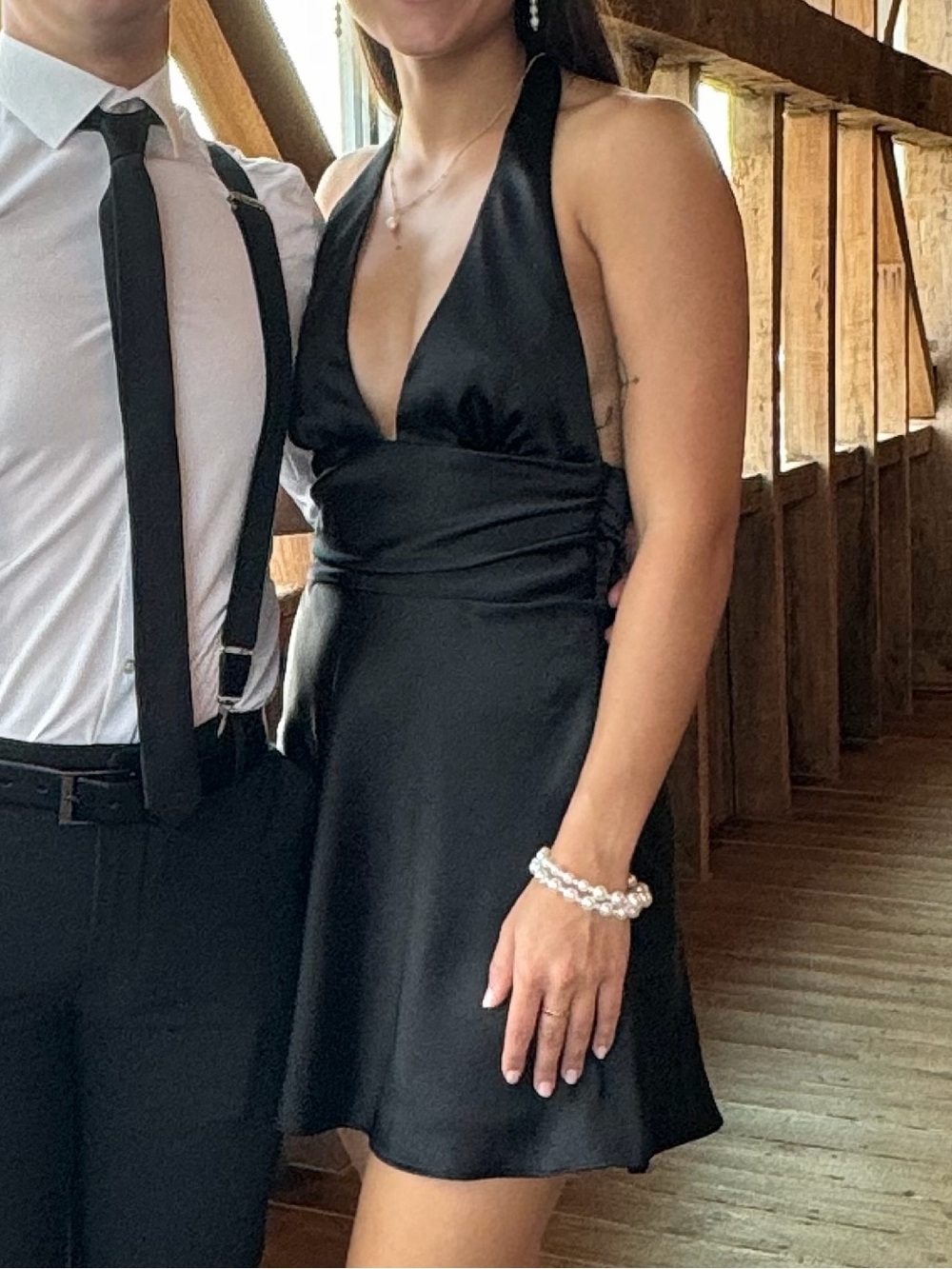 Zara Black Silky Wrap Bow Dress